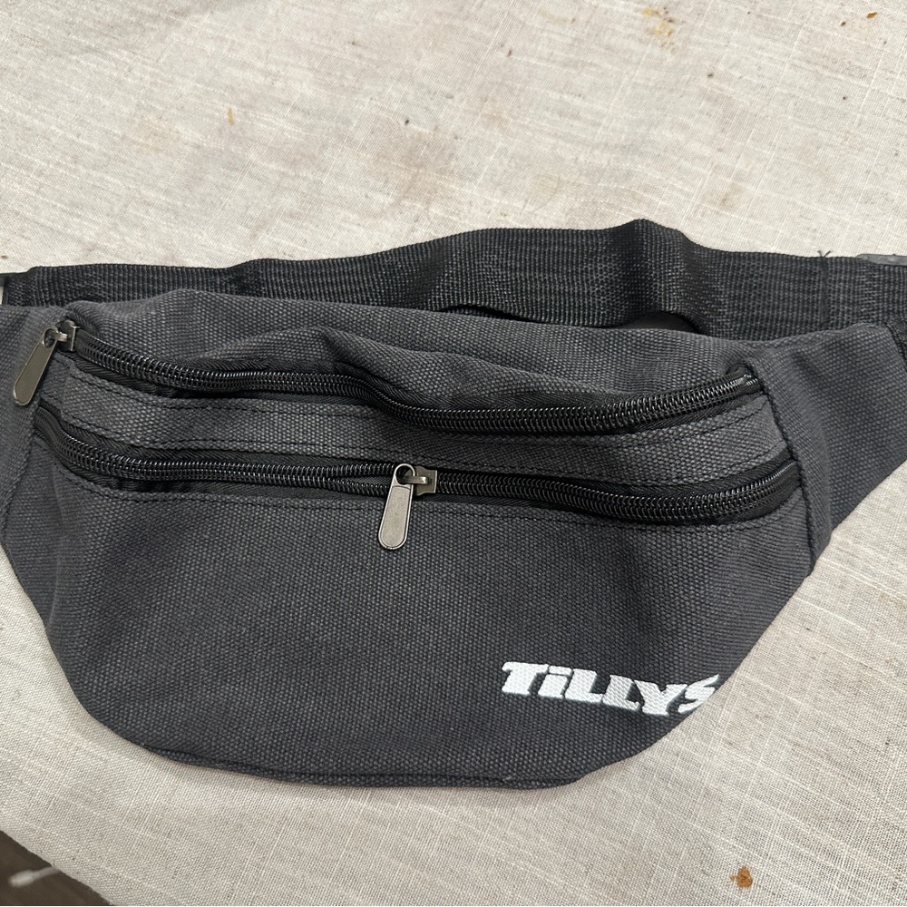 Tilly's Black Canvas Belt Bag with White Logo
